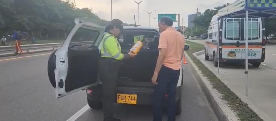 Controles en las vías de la Policía Metropolitana de Barranquilla. 