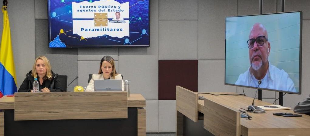 Salvatore Mancuso en una audiencia virtual ante la JEP. 