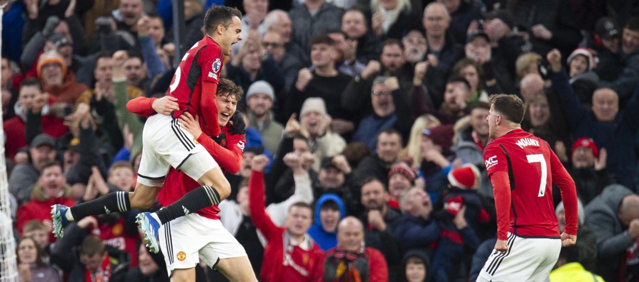 Celebración del gol agónico del United.