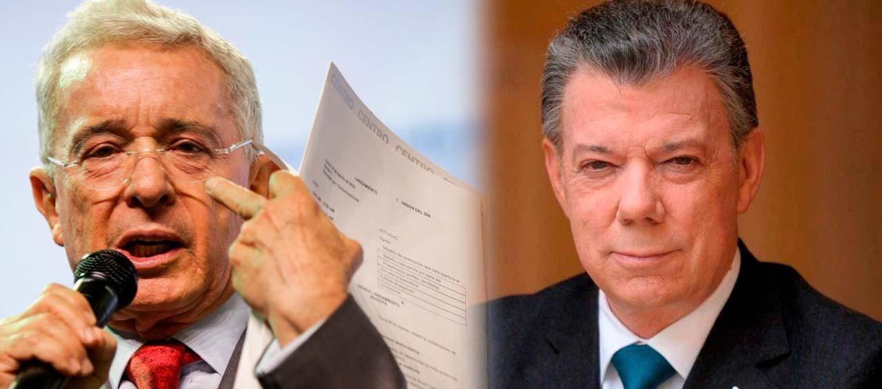 Expresidentes Álvaro Uribe y Juan Manuel Santos.