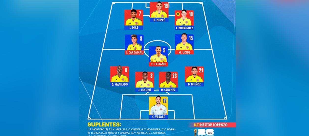 Formación de la Selección Colombia para enfrentar a Brasil