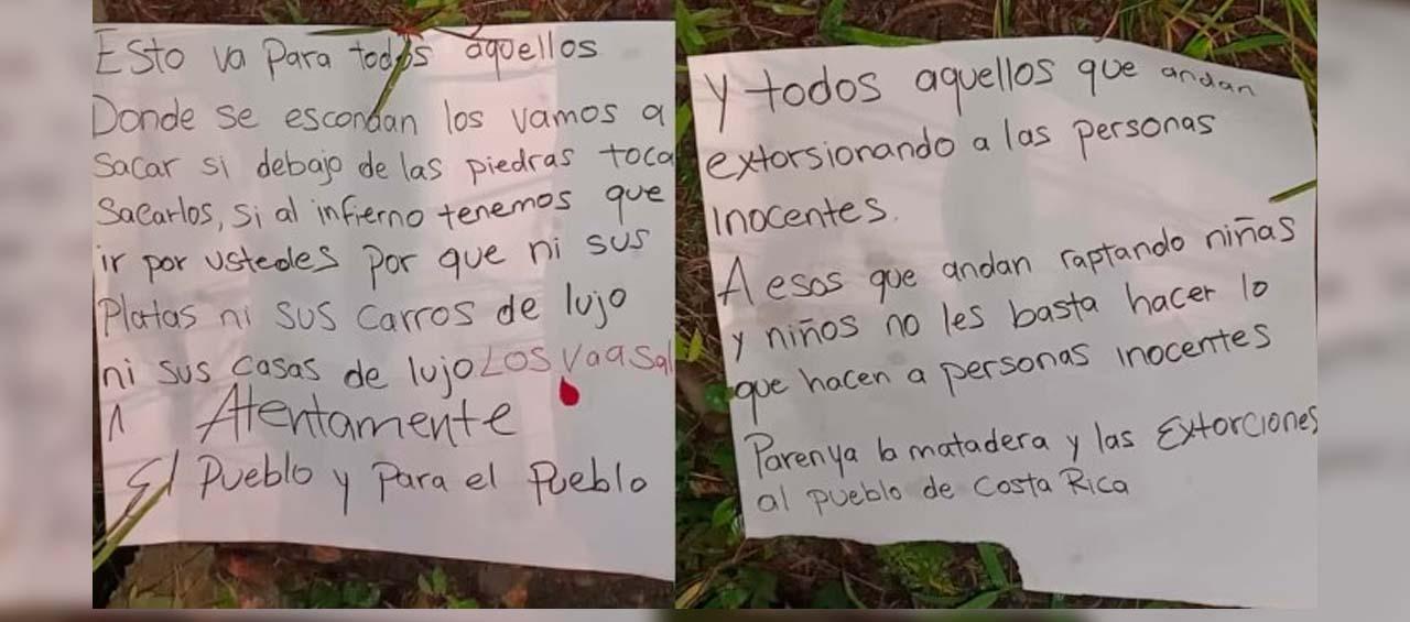 Los mensajes que aparecieron cerca de la zona del triple homicidio