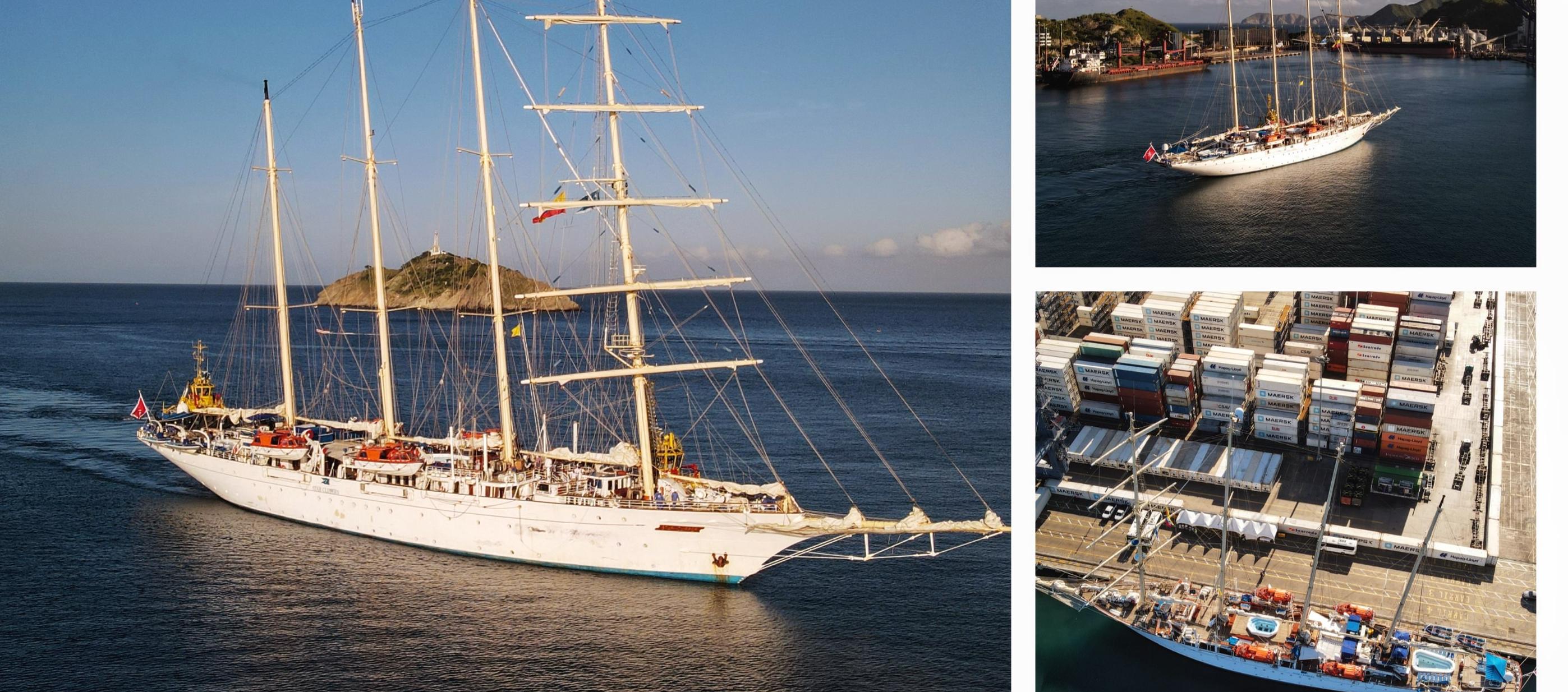 El crucero Star Clipper en el Puerto de Santa Marta.