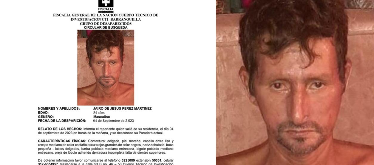 Jairo De Jesús Pérez Martínez, desaparecido.