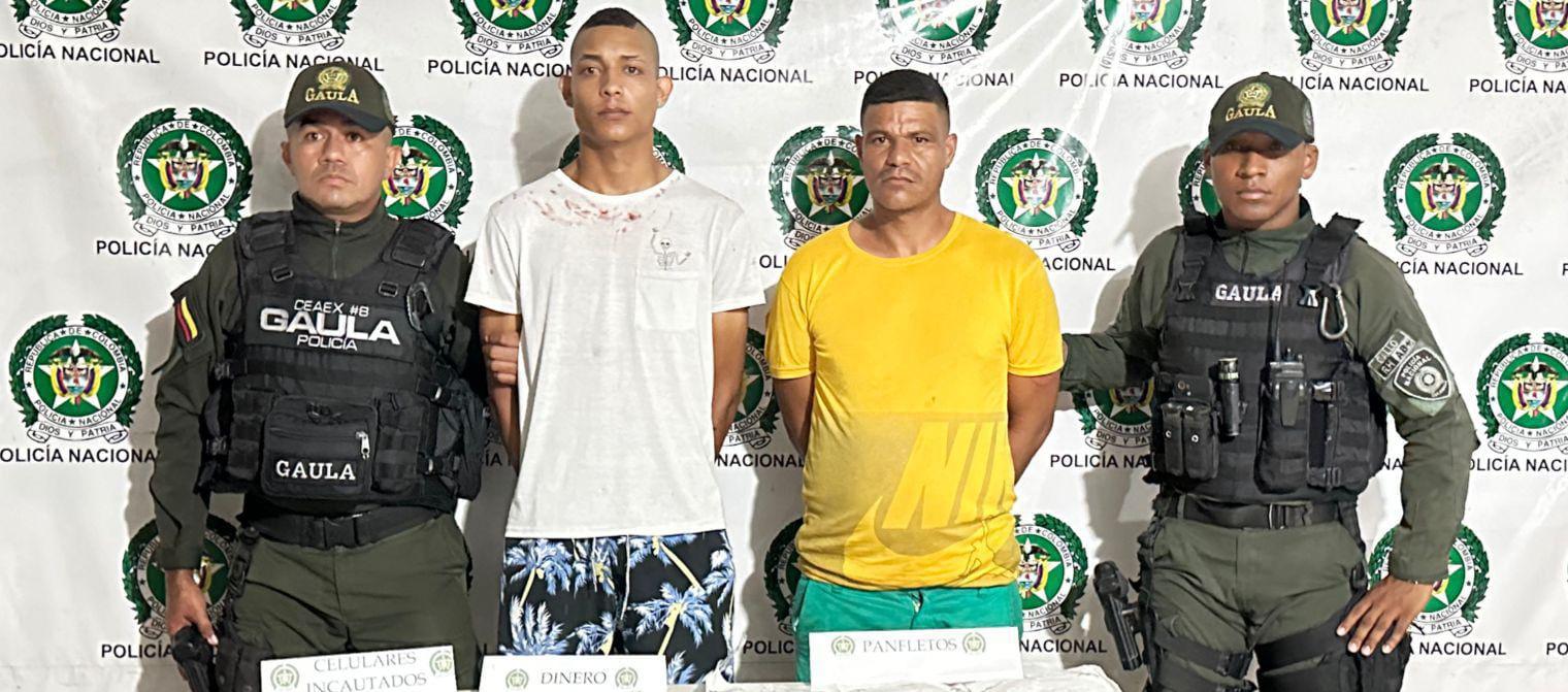 Captura de dos presuntos integrantes de la banda ‘Los Costeños’ por el delito de extorsión.