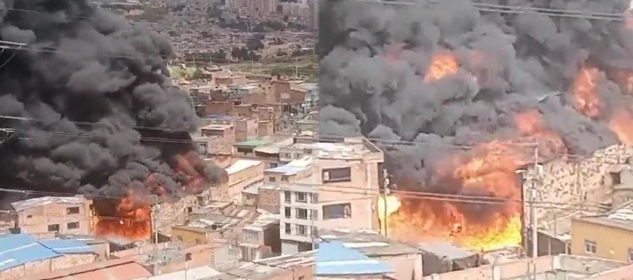 Columnas de humo salían del sector en emergencia por el incendio