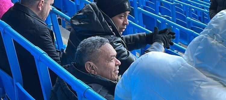 'Mane' Díaz en las tribunas del Etihad Stadium. 