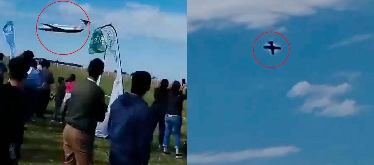 La aeronave militar cuando caía en plena exhibición