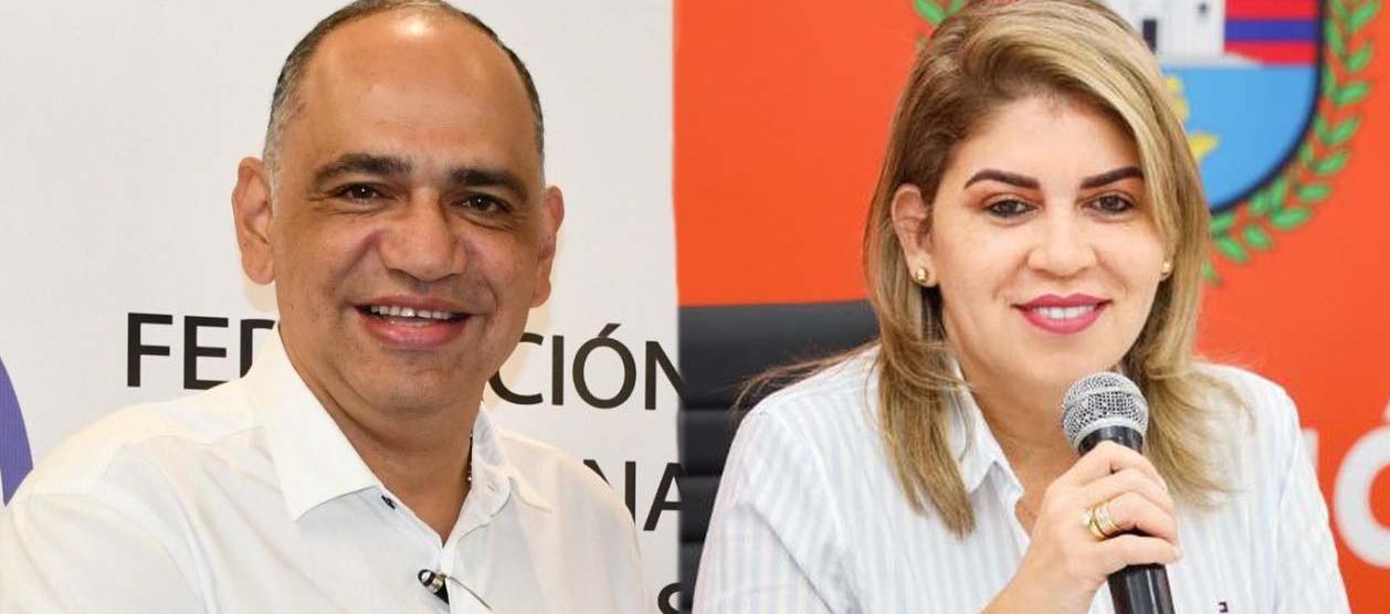 Carlos Pinedo, alcalde electo de Santa Marta; y Virna Johnson, actual alcaldesa. 