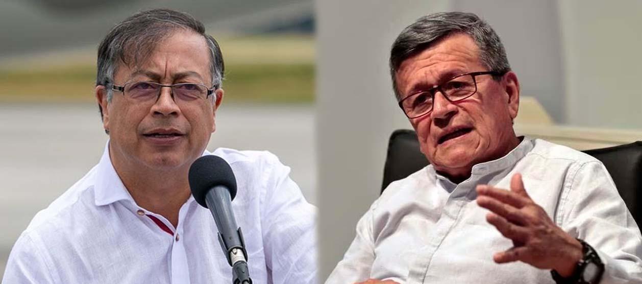 El Presidente Gustavo Petro y el negociador del ELN, Pablo Beltrán