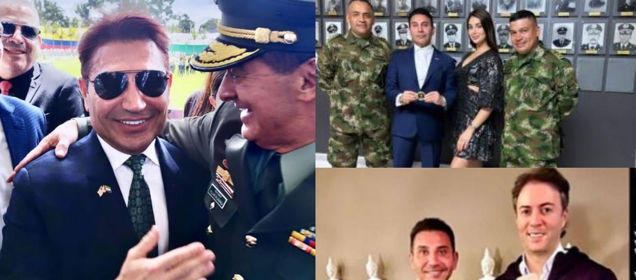 Fereidoun Khalilian con el general William Salamanca y el exalcalde Daniel Quintero.