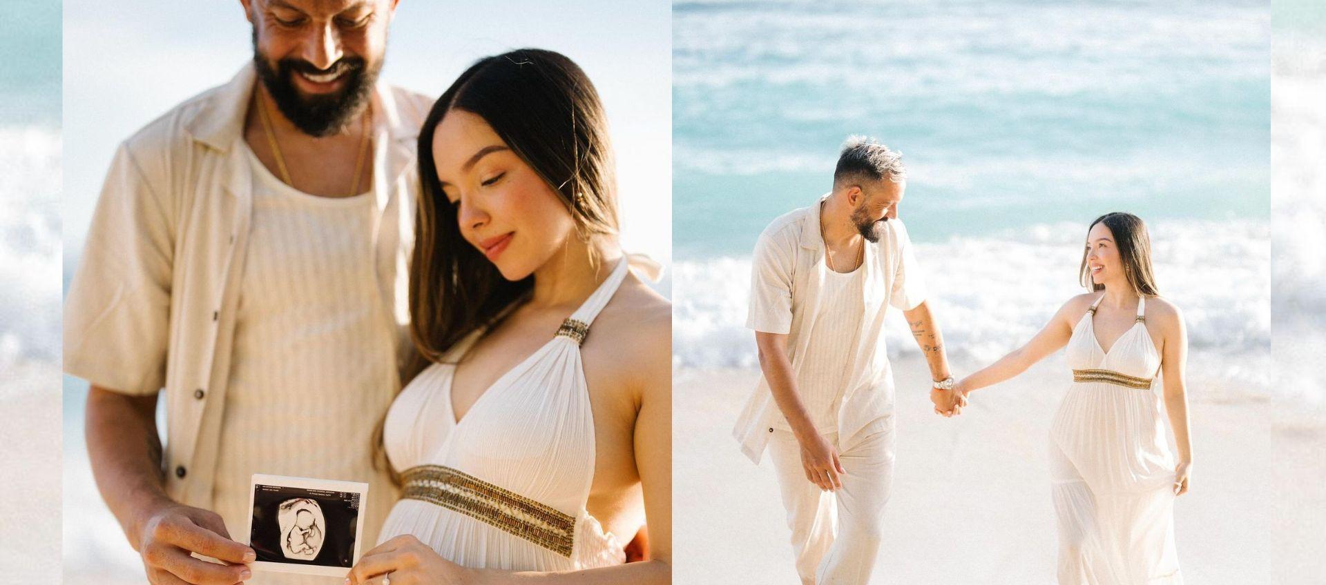 Matías Mier y Valentina Rendón muestran ecografía de su hijo.