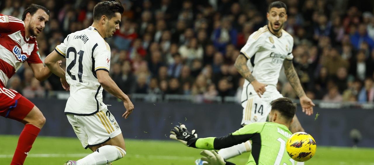 La definición de Brahim Díaz para el primer gol del Real Madrid. 