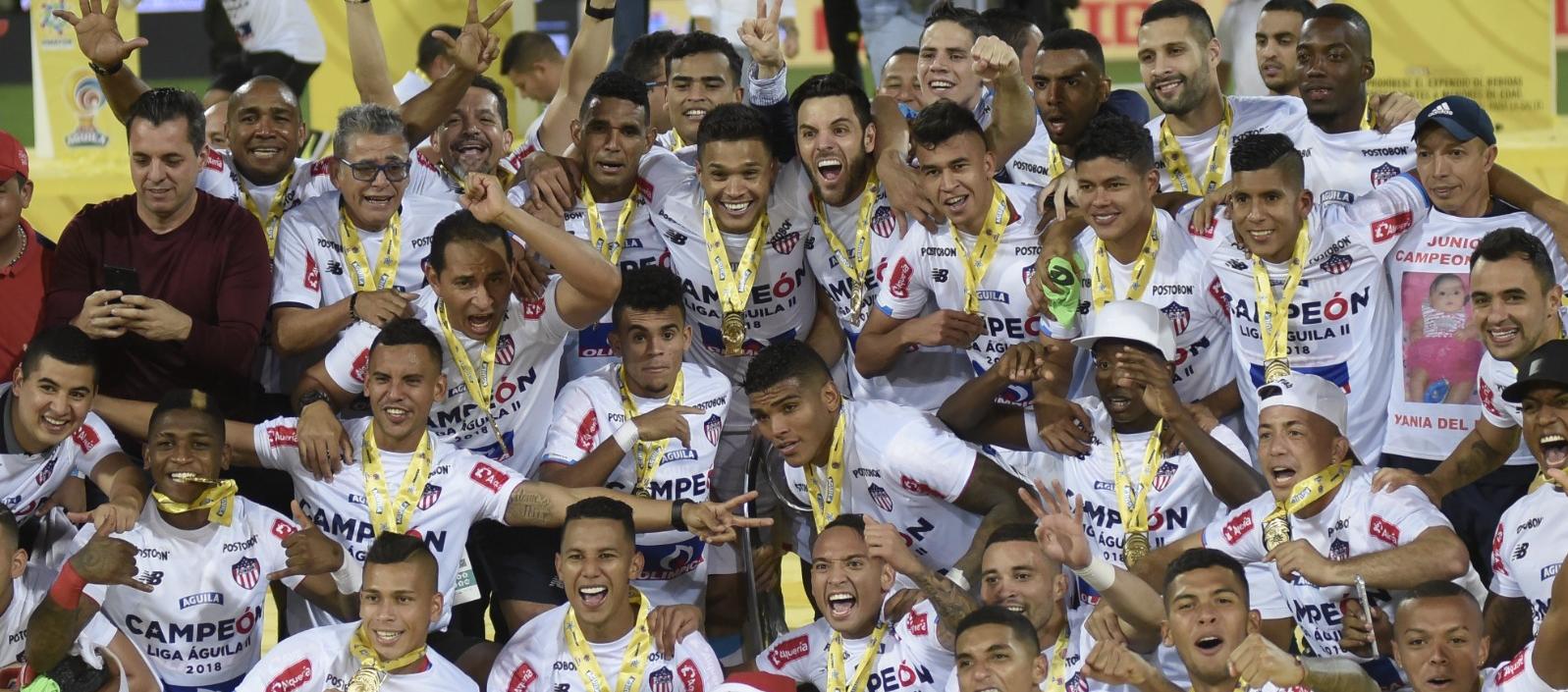Celebración del título del Junior en el segundo semestre de 2018, ante el Medellín. 