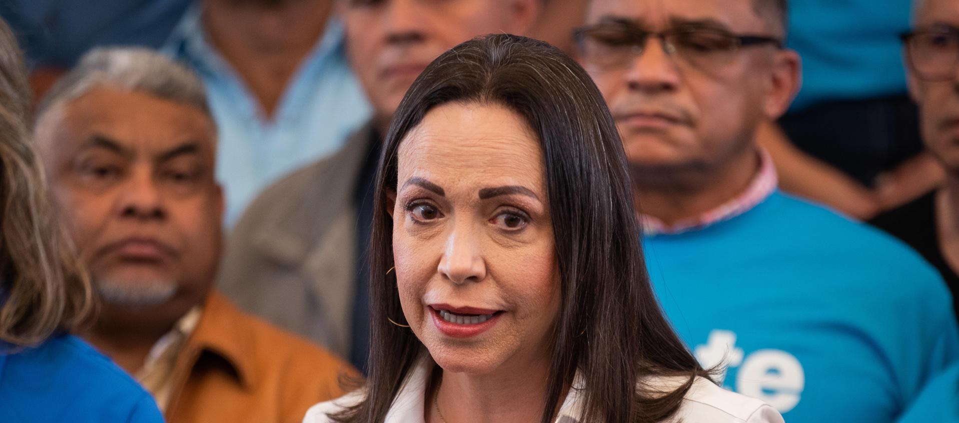 La candidata presidencial opositora, María Corina Machado