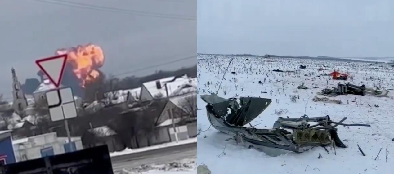 Avión que se estrelló en Rusia, cerca de la frontera con Ucrania. 