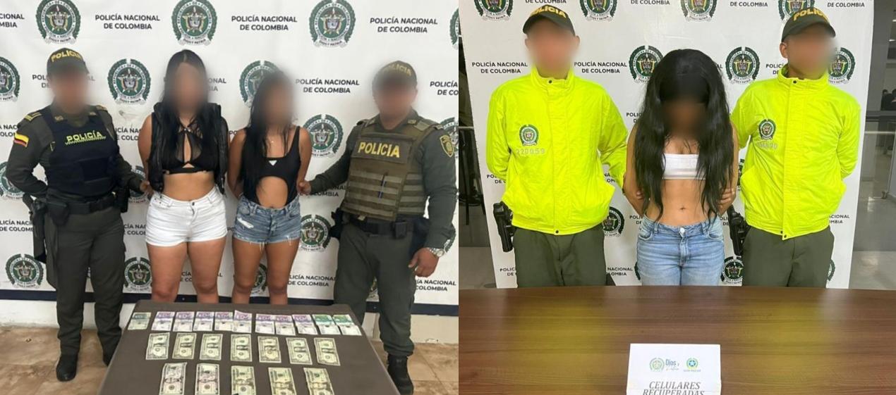 Las tres detenidas por la Policía. 
