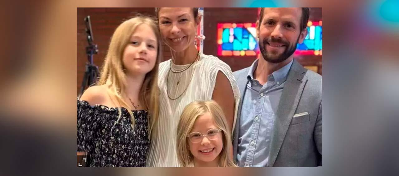 Christian Oliver, su esposa Jessica Klepser y sus hijas Madita y Annik