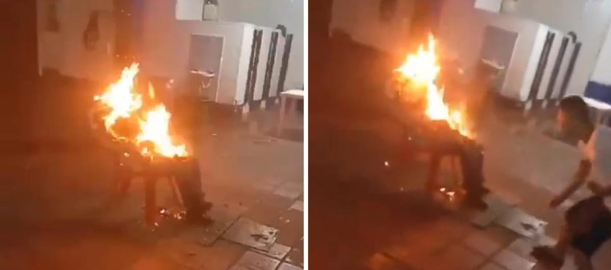 Muñeco de año viejo prendido en la cárcel Modelo de Cúcuta.