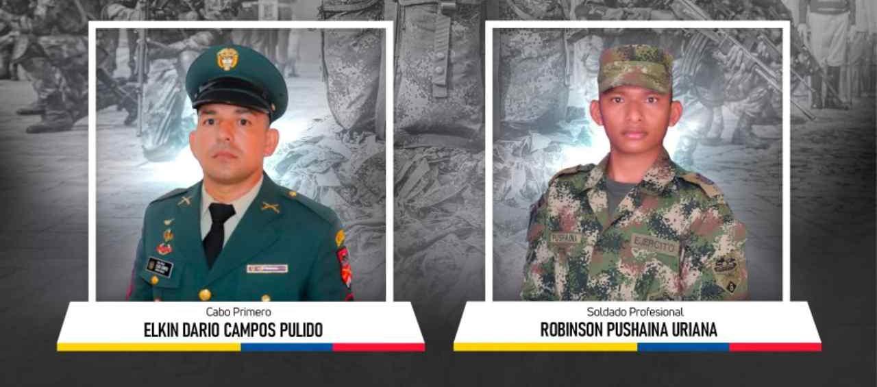 Perdieron la vida el Cabo Primero Elkin Campos Pulido y el soldado profesional Robinson Pushaina Uriana.