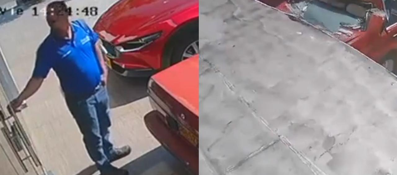 Al momento de la caída del techo ya estaba en su carro.