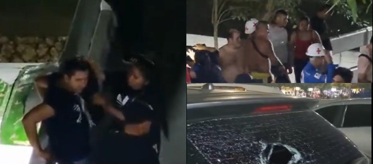 Imágenes de los heridos y una camioneta afectada.