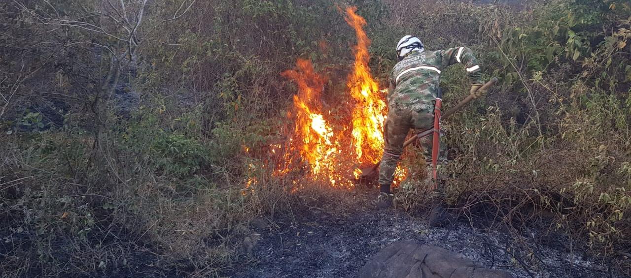 Incendio forestal atendido por el Ejército. 