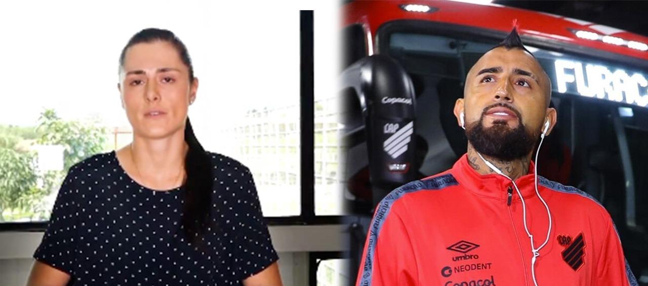 Marcela Gómez, presidenta del América, y Arturo Vidal.