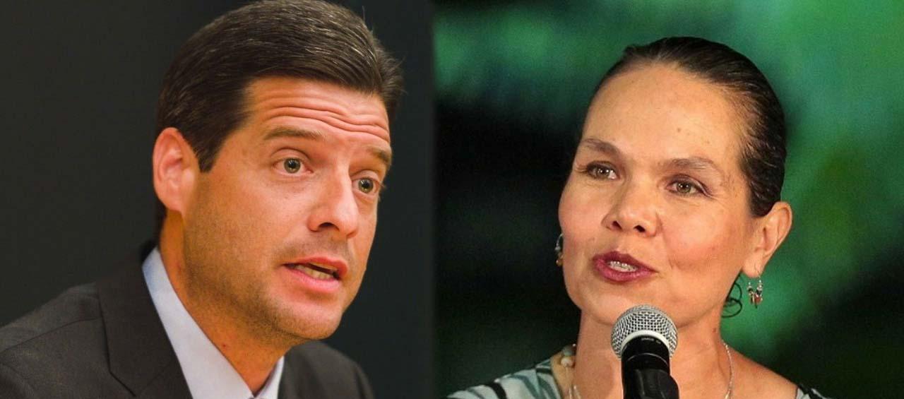 El senador Mauricio Gómez y la ministra Astrid Rodríguez.