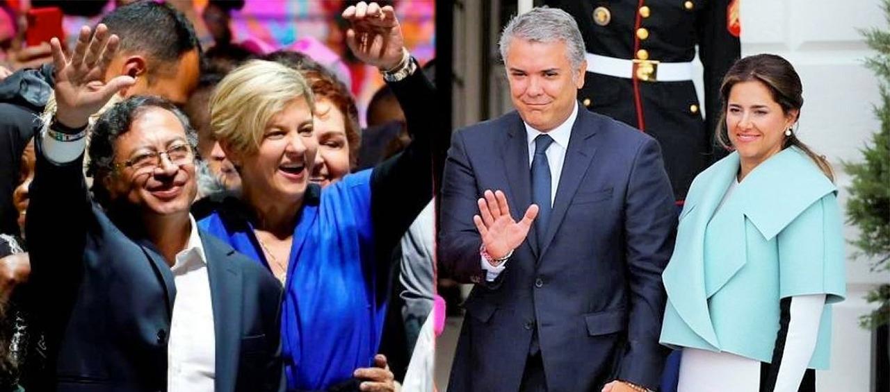 Gustavo Petro y la actual primera dama; Iván Duque y María Juliana Ruiz.