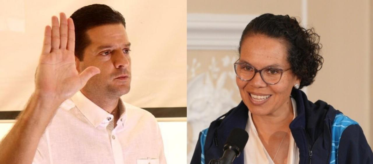 El senador Mauricio Gómez y la ministra del Deporte, Astrid Rodríguez.