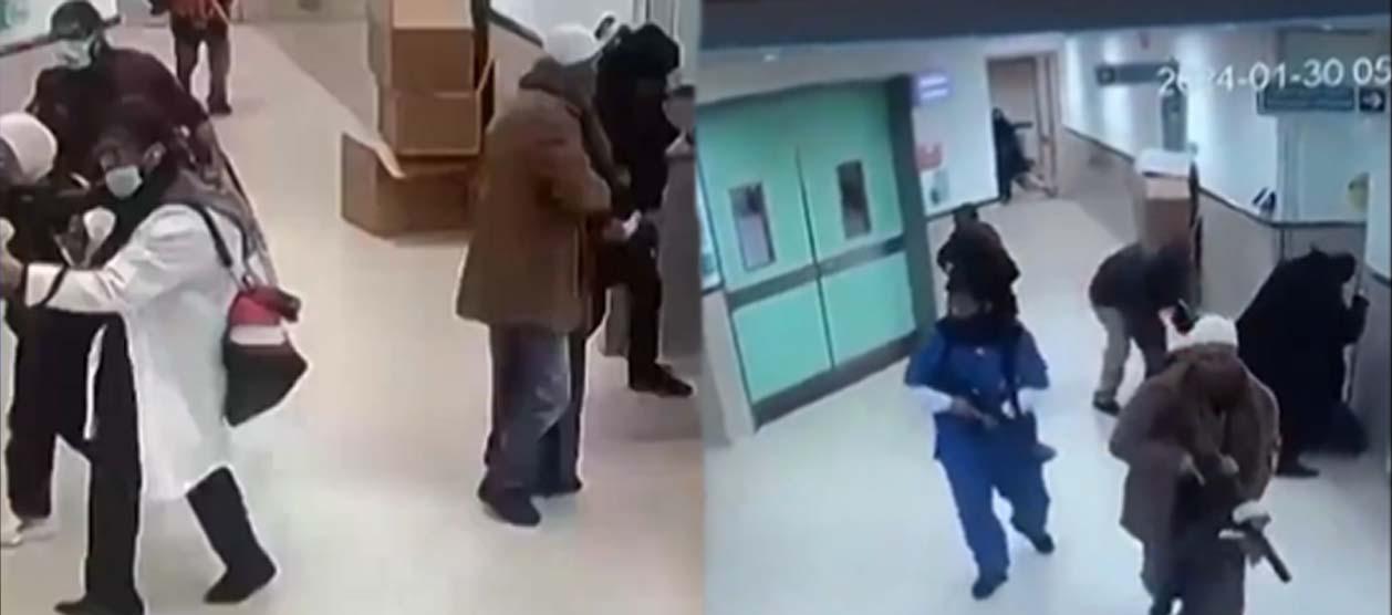 Soldados israelíes en hospital de Cisjordania. 