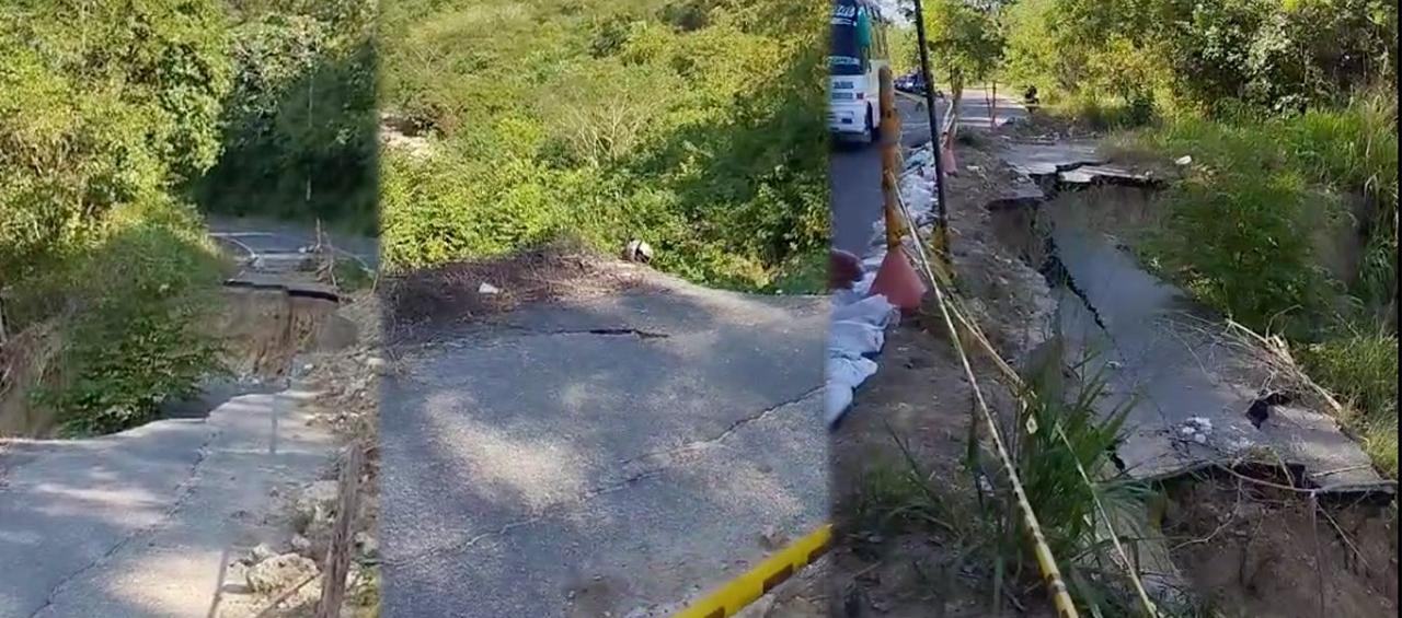 Aspecto de la vía en el punto donde se encuentra en mal estado. 