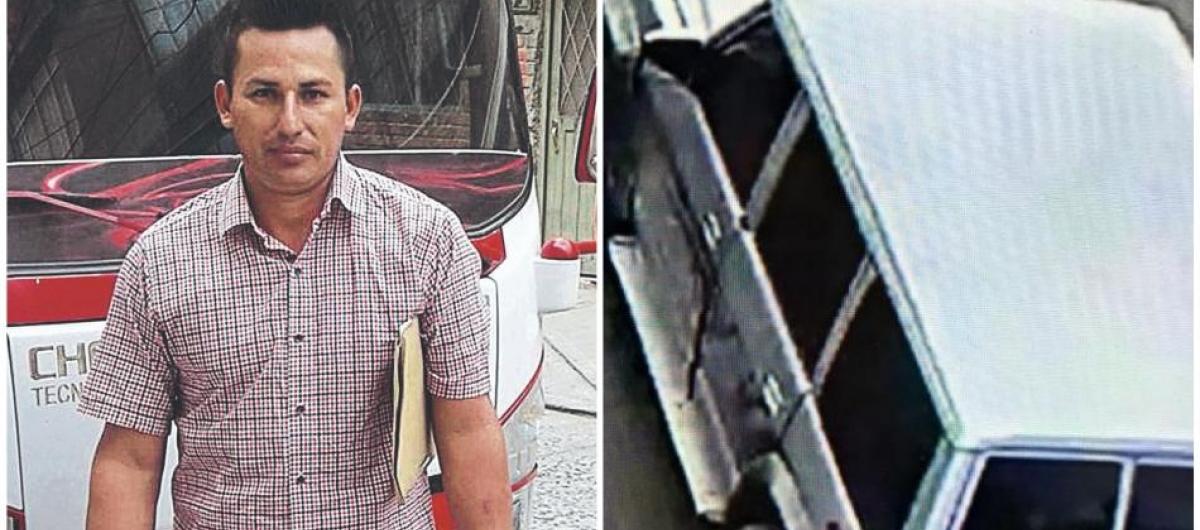 Wilson Arévalo Hernández y el vehículo usado para el atentado. 