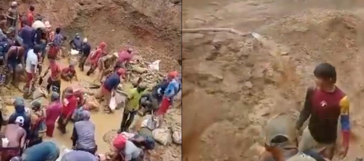 Lugar del derrumbe en mina de Venezuela. 