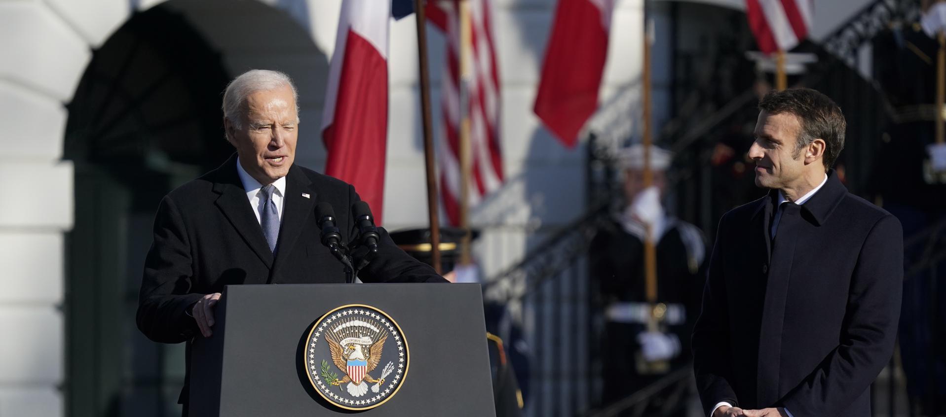 Joe Biden y Emmanuel Macron, presidentes de EE.UU. y Francia respectivamente.