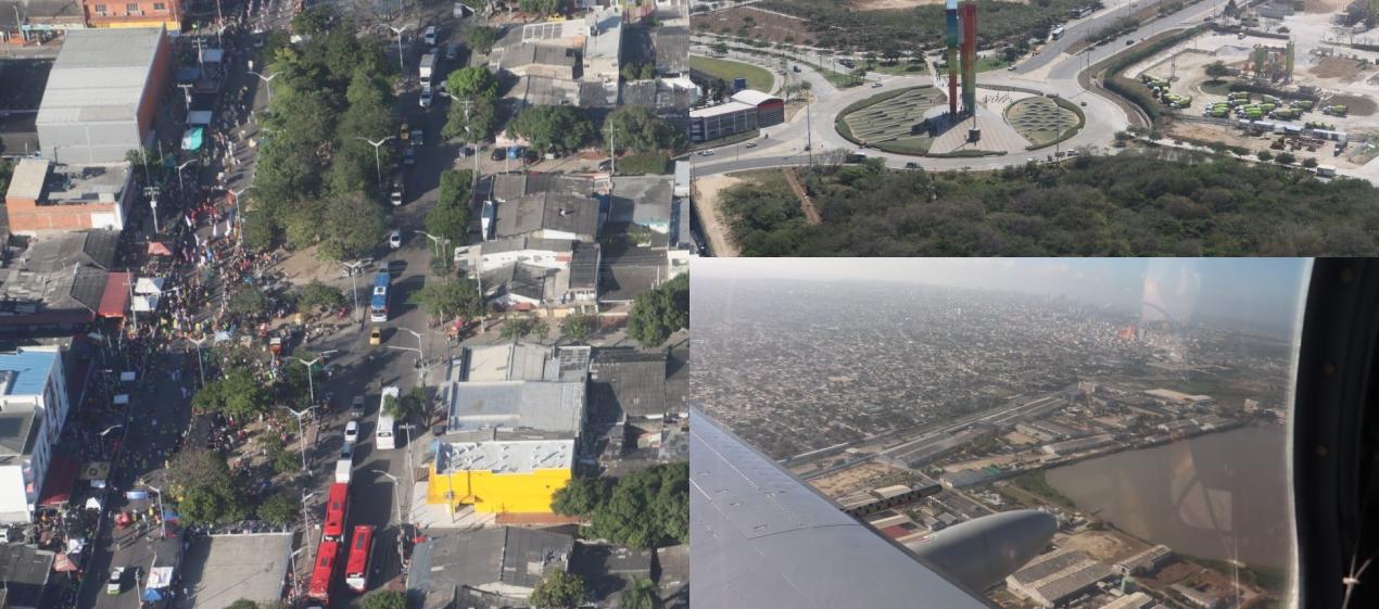Panorámica de los eventos del Carnaval desde el aire. 
