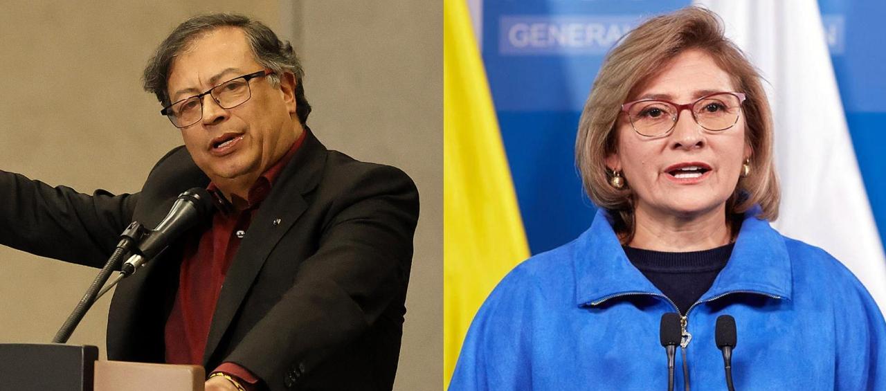 Presidente Gustavo Petro y fiscal (E) Martha Mancera.
