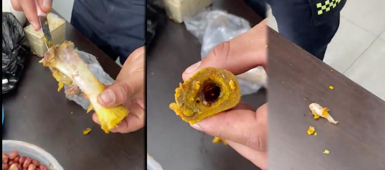 La drogaba estaba camuflada en el hueso. 