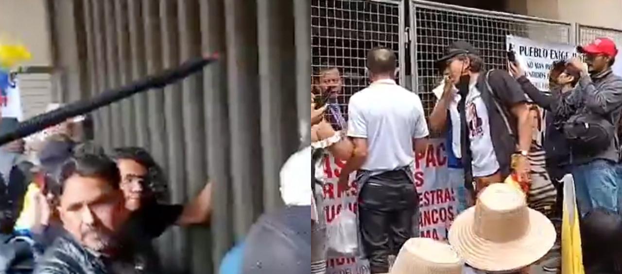 Protesta en las afueras del Palacio de Justicia.