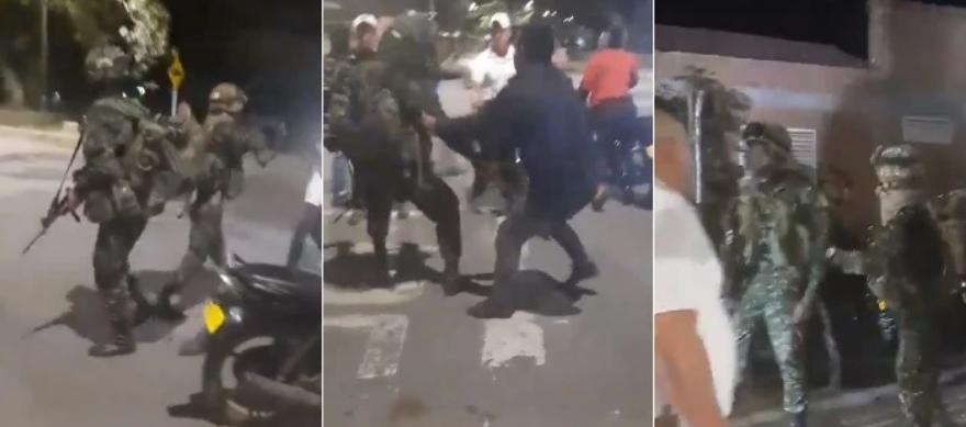 Momentos en que los militares son obligados por la poblacion civl a retirarse 