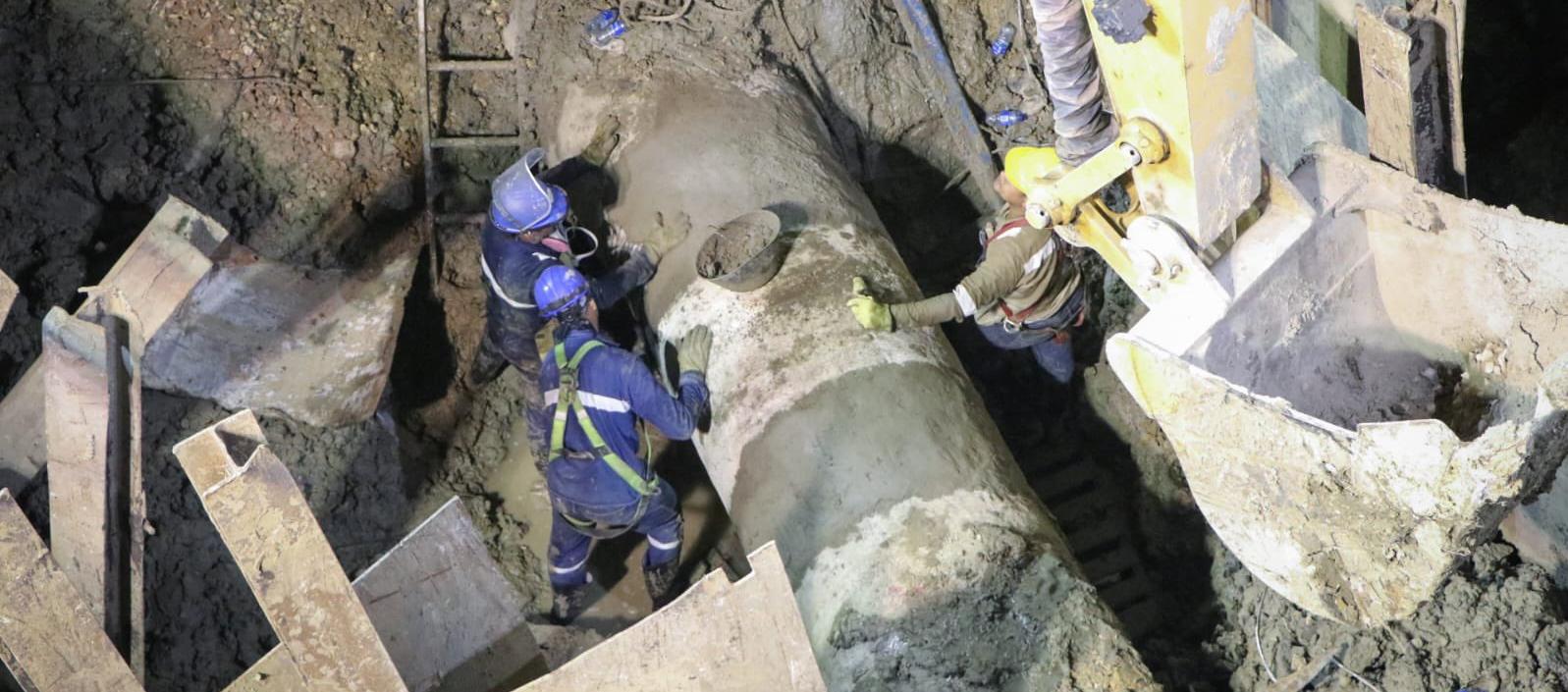 El tubo averiado tras ser sellado