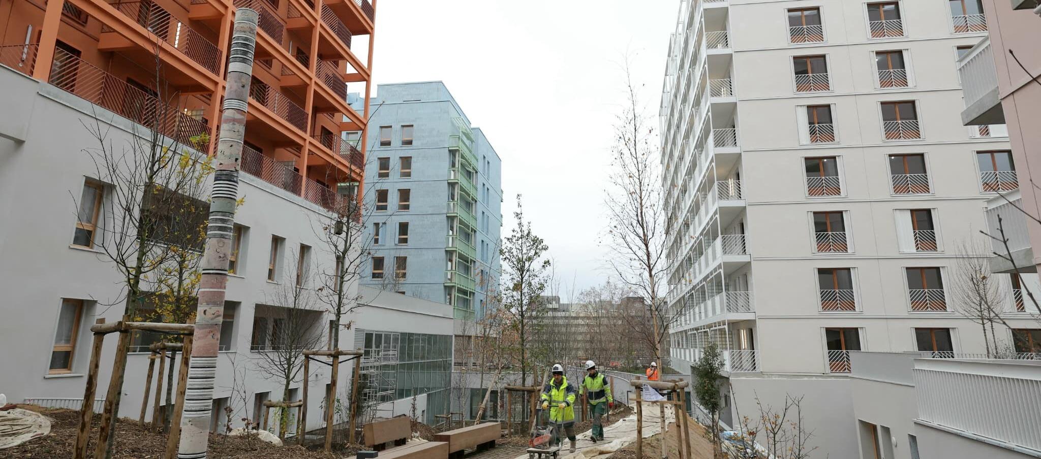 Panorámica de la Villa Olímpica durante su etapa de construcción. 