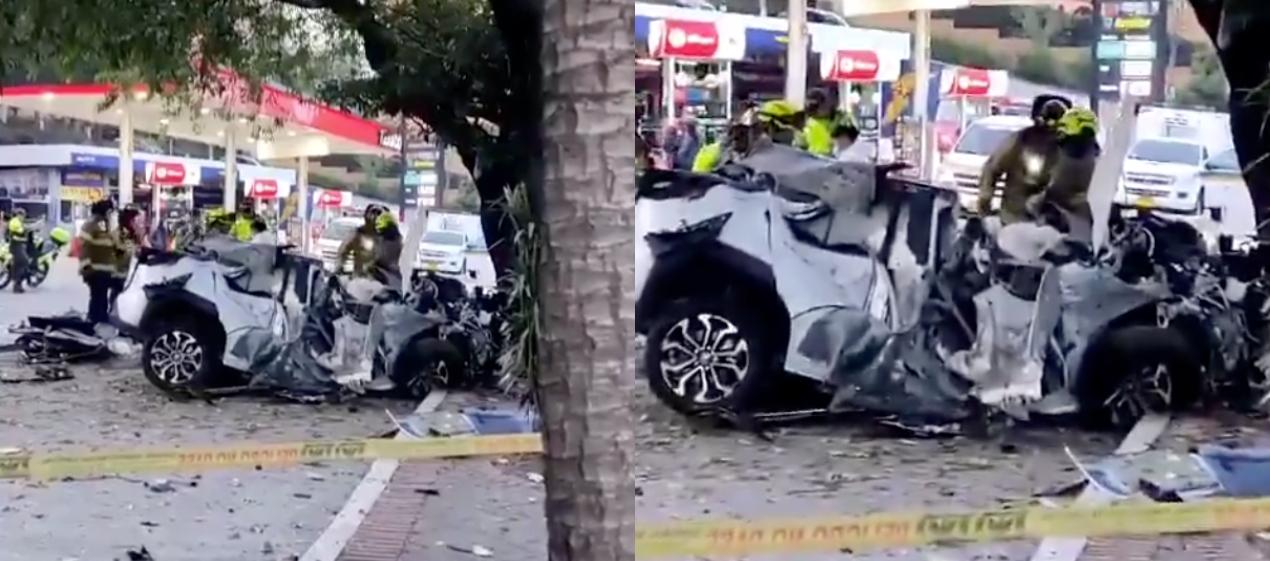 Aspecto del accidente en las calles de Bogotá. 