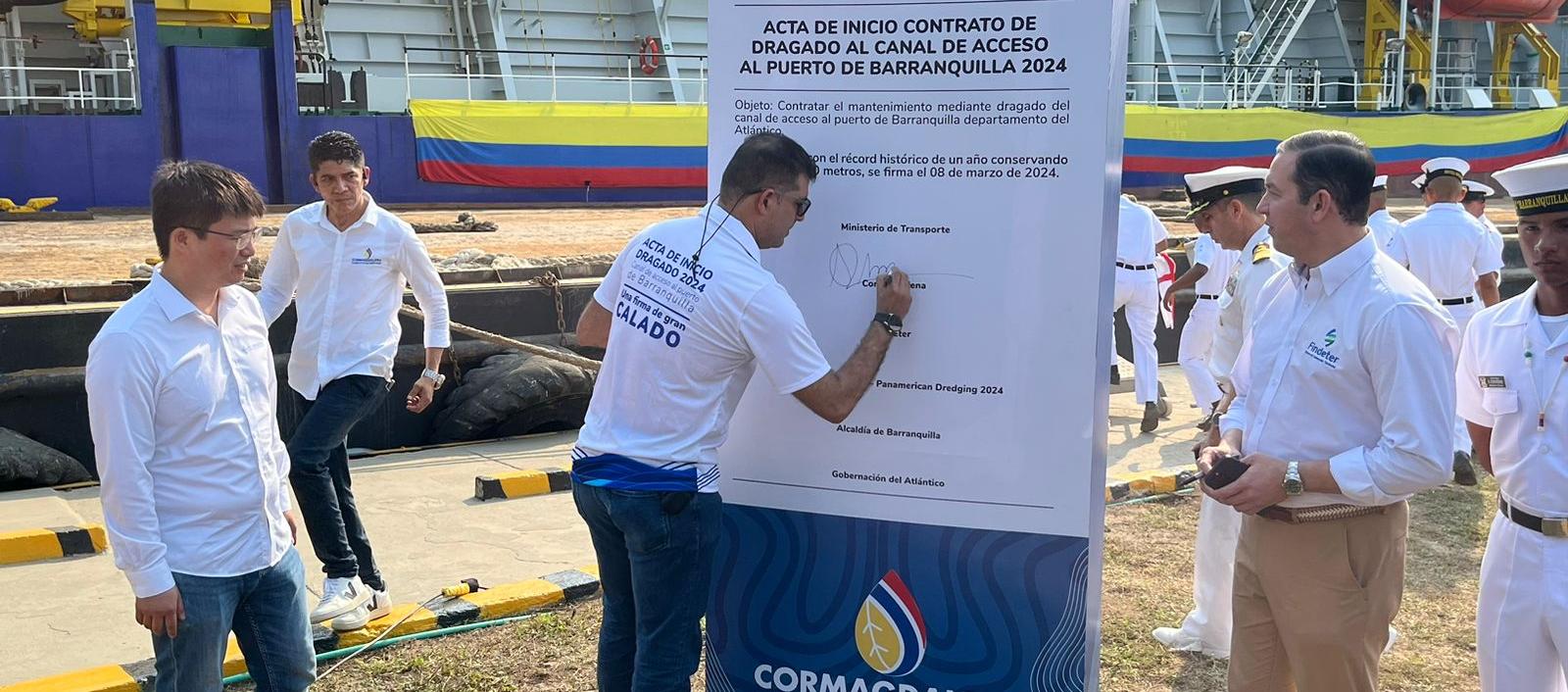 Acta de inicio de dragado en el Puerto de Barranquilla. 