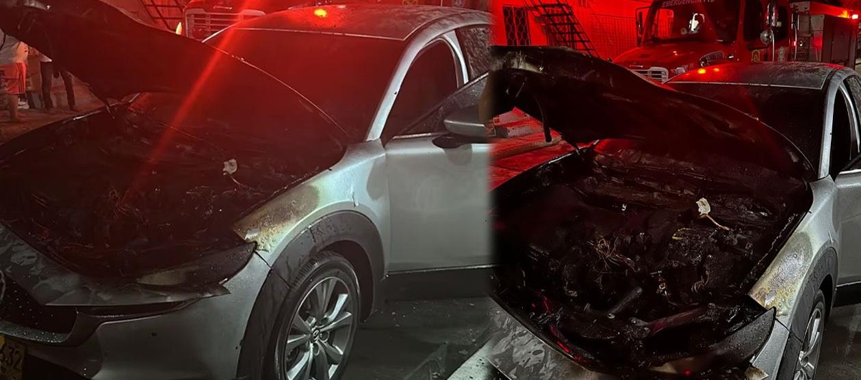 Vehículo afectado por la conflagración. 