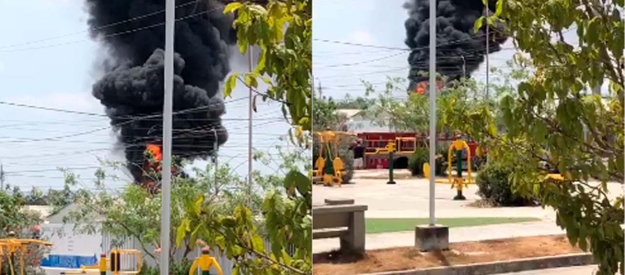 Incendio en bodega de Galapa. 
