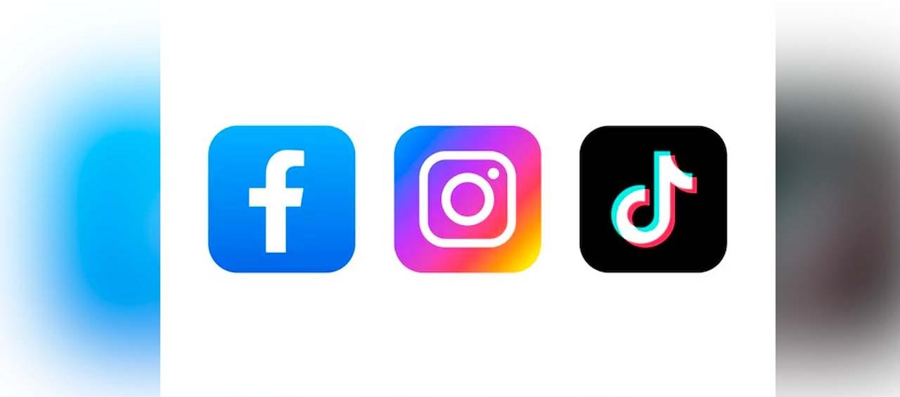 Logos de Facebook, Instagram y Tik tok.