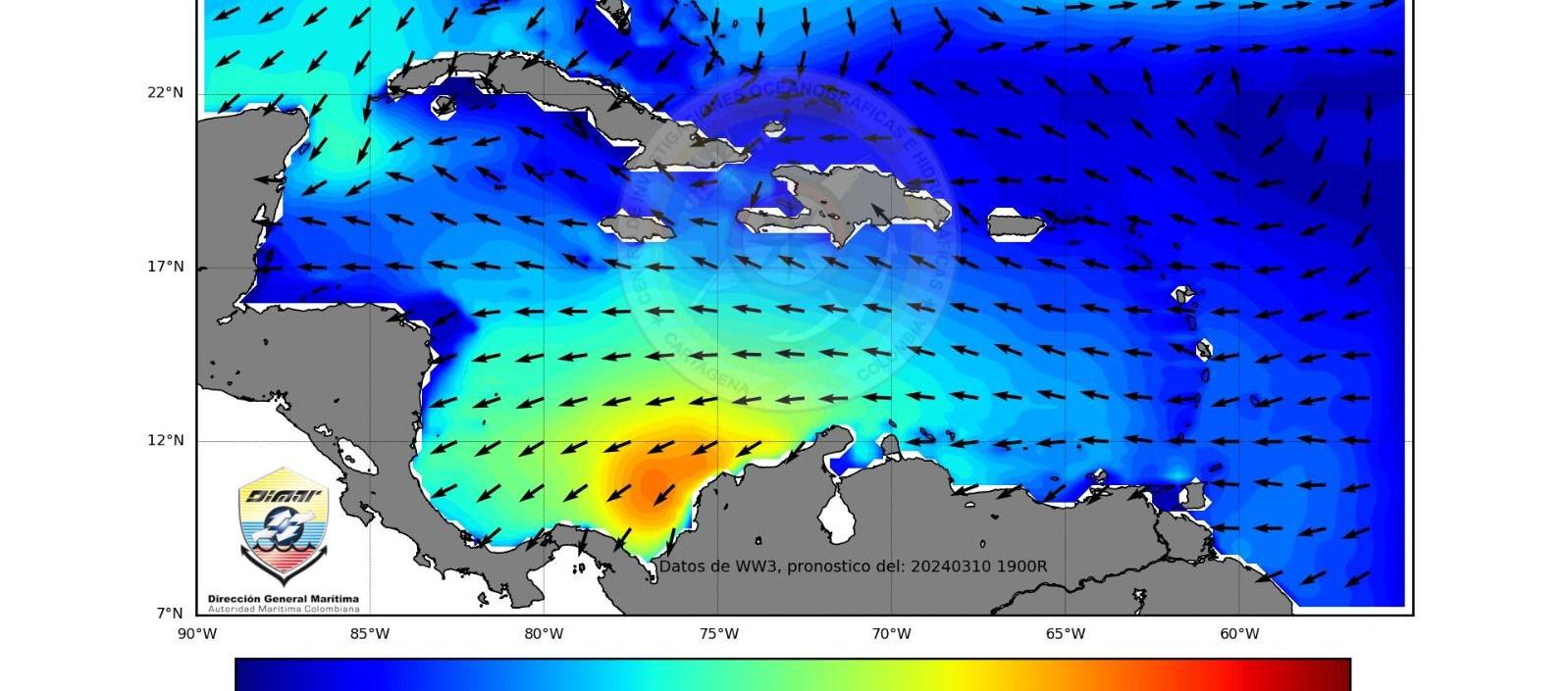 Fuertes vientos se esperan en la próxima 72 horas en la Región Caribe. 