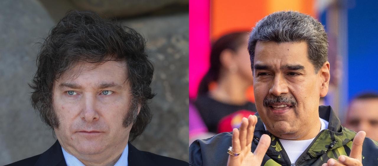 El Presidente de Argentina, Javier Milei, y el Presidente de Venezuela, Nicolás Maduro.
